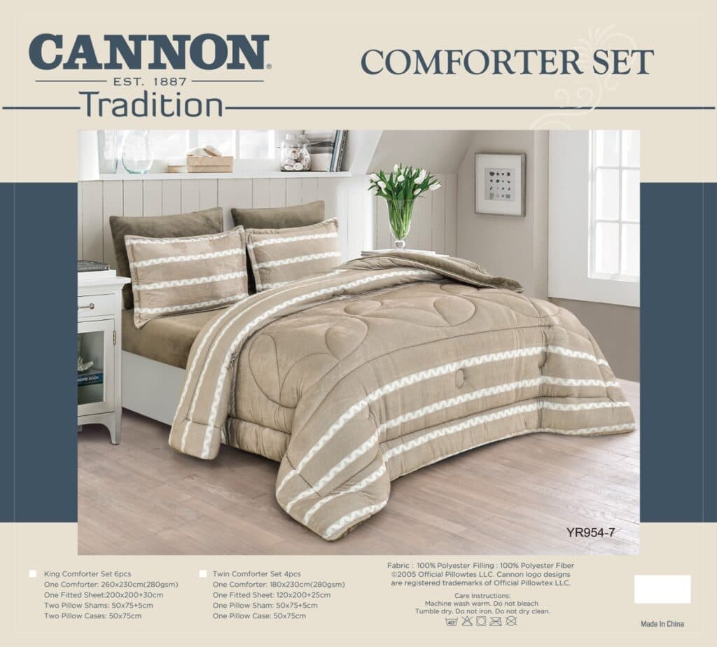 Cannon (K) Jacquard Strp Flannel Comf 6Pc
