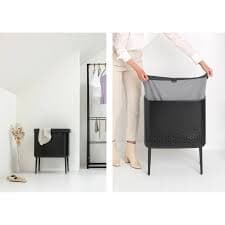 Brabantia Bo Laundry Bin 60Lt. Plastic Lid - Matt Black image 3