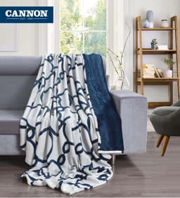 Cannon Flannel Stripe W/jacq & Sherpa Blanket 240×220 image 0