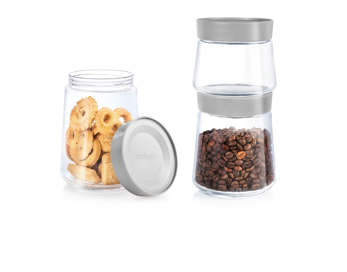 Luminarc Swing Jar Set of 3Pcs with Grey Lid