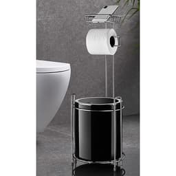 Okyanus Wc Stand With Dustbin And Toilet Paper Holder / Black Color image 0