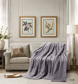 Cannon Flannel Stripe W/jacq & Sherpa Blanket 180×240 Grey image 0