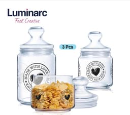 Luminarc Made With Love 3 Pcs Pot Jar Set image 0
