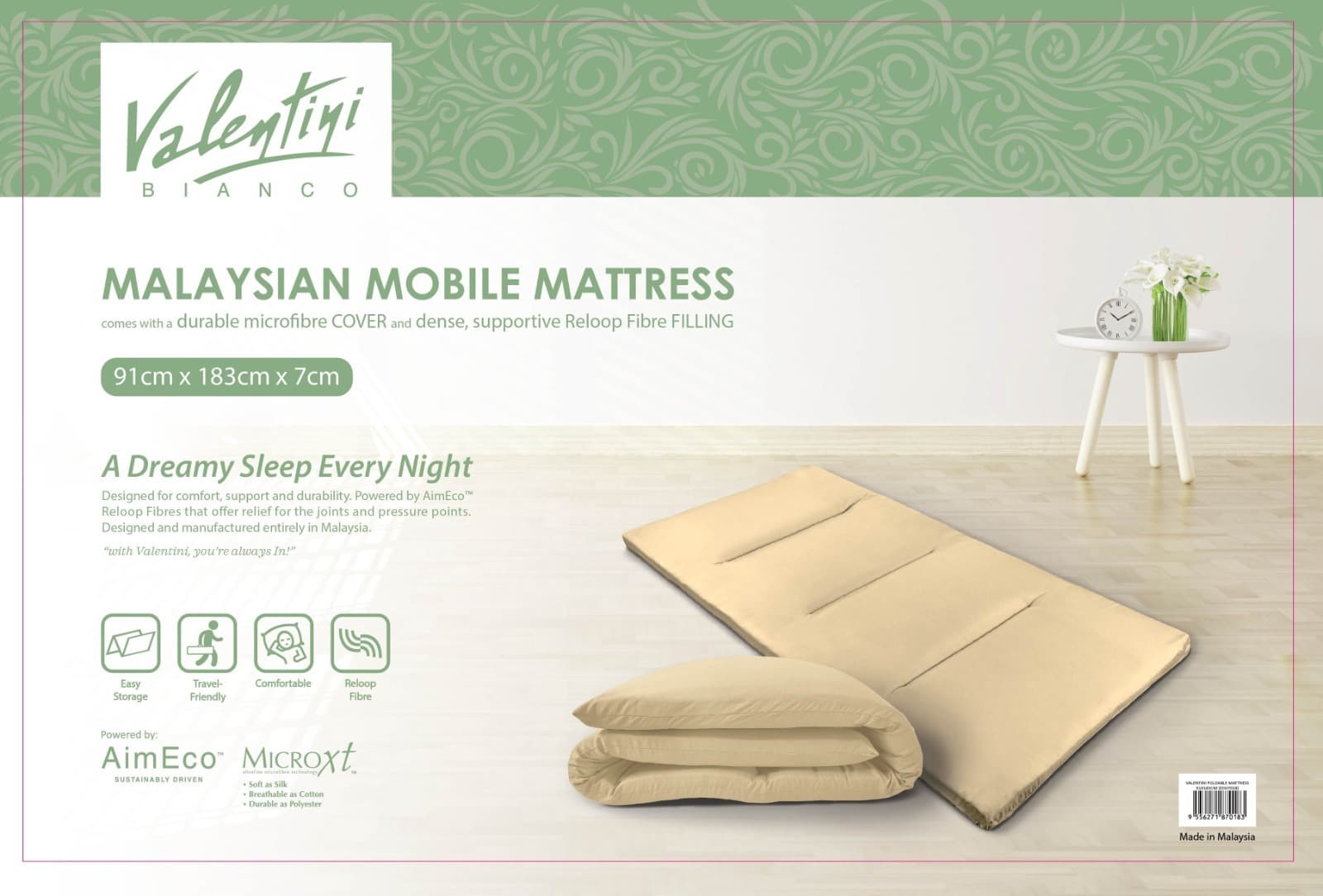 VALENTINI MOBILE MATTRESS BEG  91*183*7 CM
