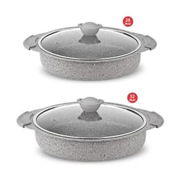 Bundle of OMS Granite Round Oven Trays with Lid 28 & 32 cm  Grey image 0