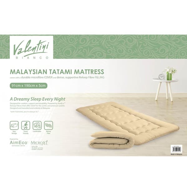 VALENTINI QUILTED MALAYSIAN FOLDABLE MATTRESS 91X190X5CM BEG