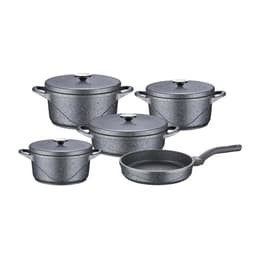 OMS Wave Granite Diecast Cookware Set with Granite Lid Set of 9 Pcs (Chef Bader) - Grey image 0