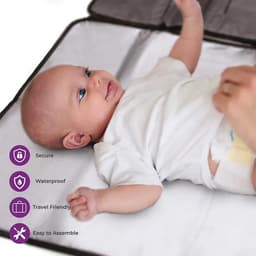 MOON Portable Diaper Changing Station -Waterproof Foldable Baby Travel Changing Bag kit -Beige image 1
