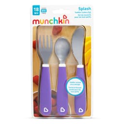 "Munchkin Splash™ Toddler Fork, Knife & Spoon Set - Purple 18 months image 1