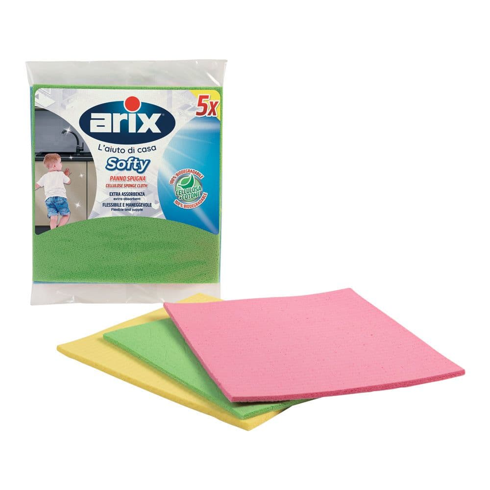 ARIX New Softy natural cellulose sponge cloth 5 Pcs