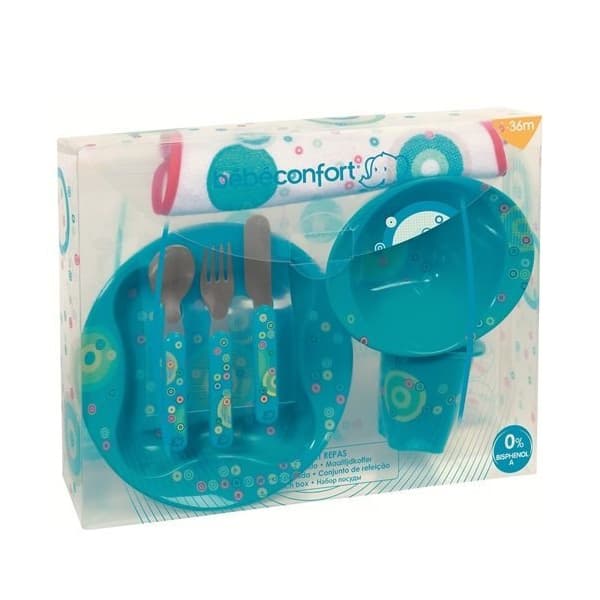 Bebeconfort Geometry Melamine Feeding Set with a Bib