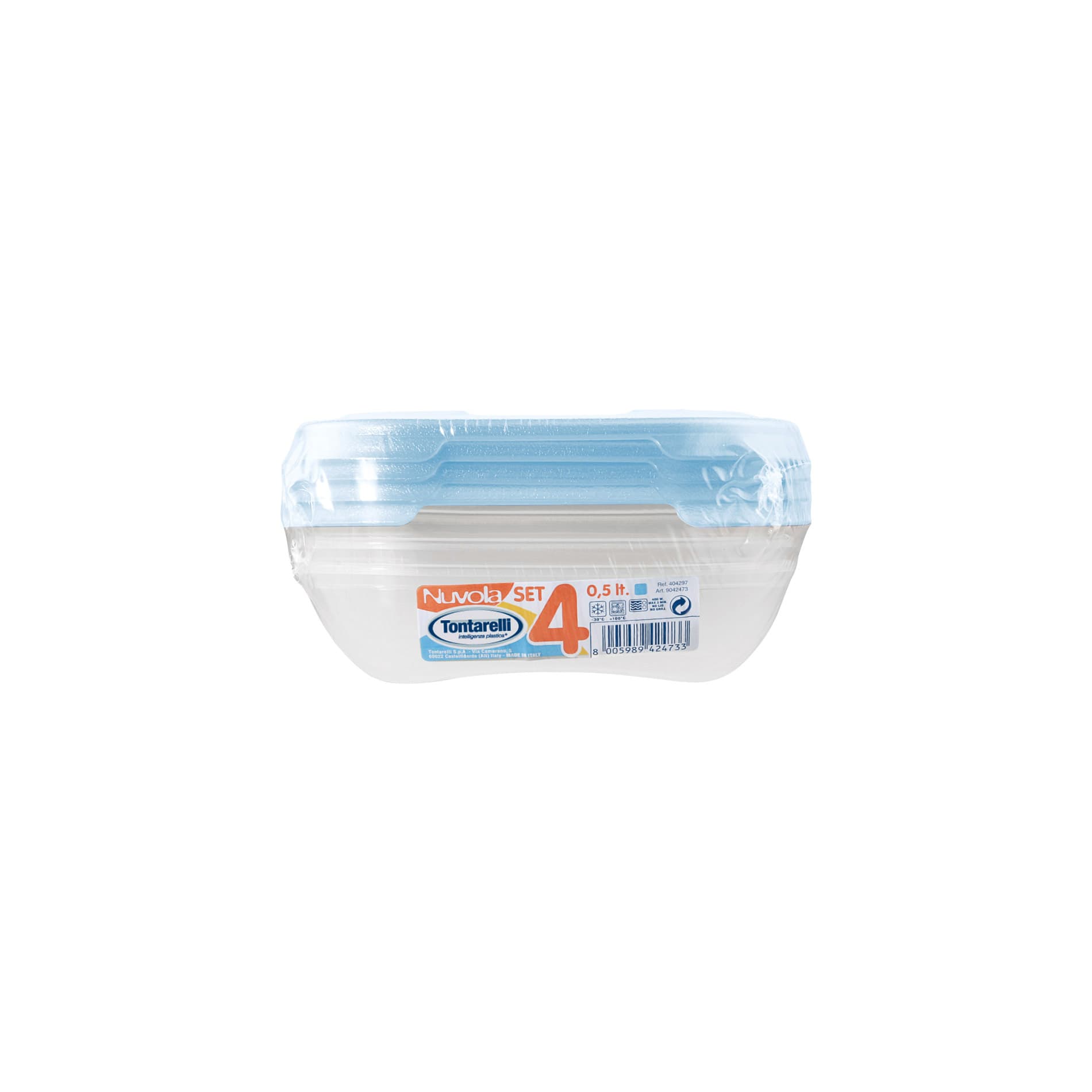 Tontarelli Nuvola Frigo Square Food Container Set of 4x0.5L (Assorted Colors)