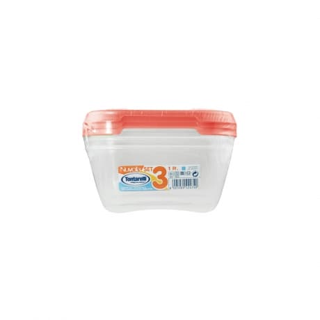 Tontarelli Food Container Nuvola Frigo Square Set 3x1L (Assorted Colors)