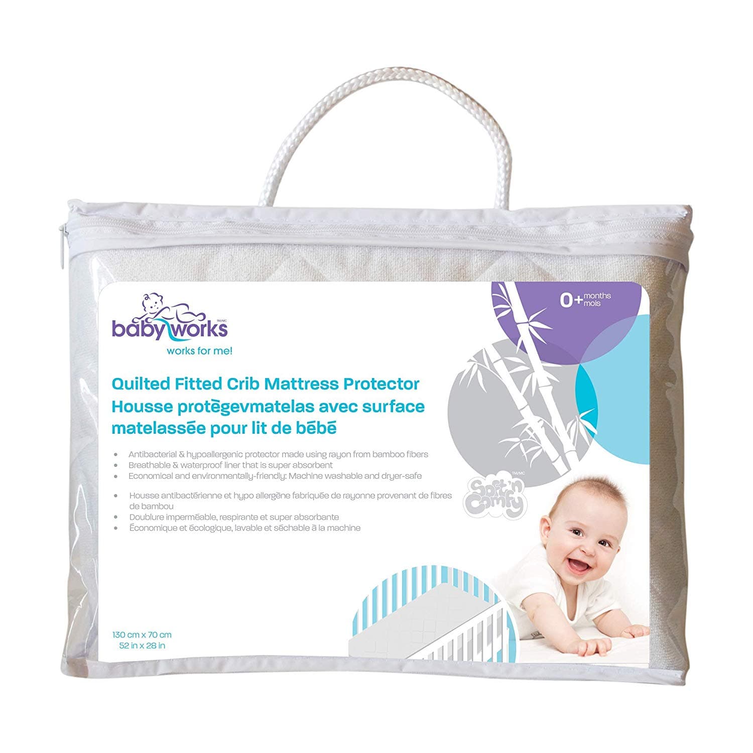 Baby Works Quilted and Fitted Bamboo Crib Mattress Protector