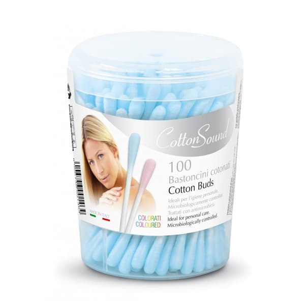 Cotton Sound Colored Cotton Swabs 100 Round Pots