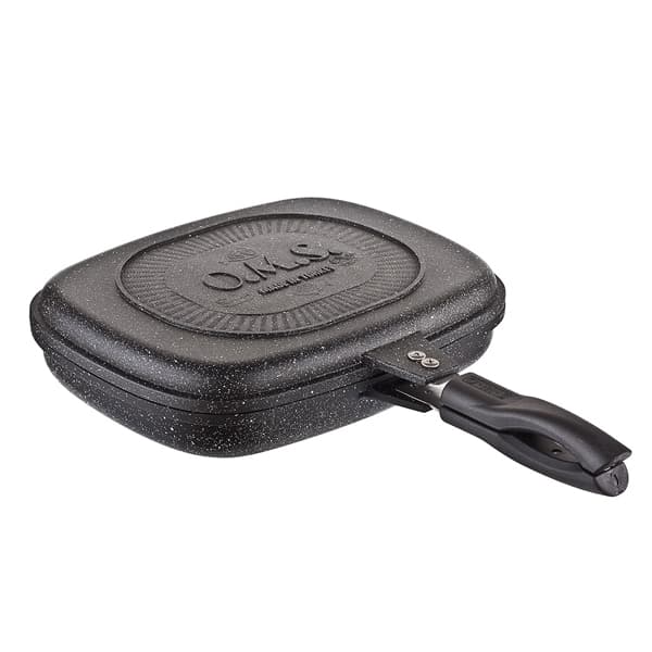 OMS Rectangular Double Sided Grill 32x26x7.5cm Black