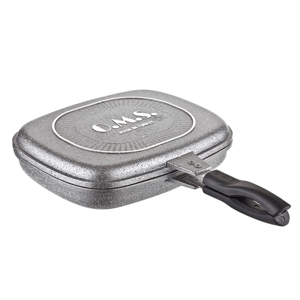 OMS Rectangular Double Sided Grill 32x26x7.5cm Grey