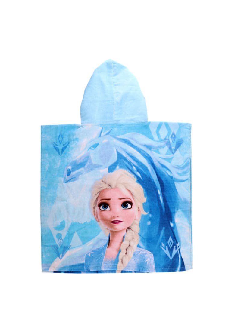 Disney Frozen Hooded Poncho Bath Towel Blue 60cm x 120cm For Girl