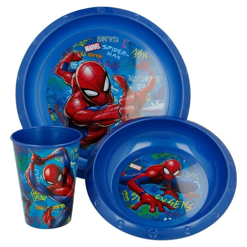 Disney Marvel Spiderman Printed Plastic Breakfast Set of 3