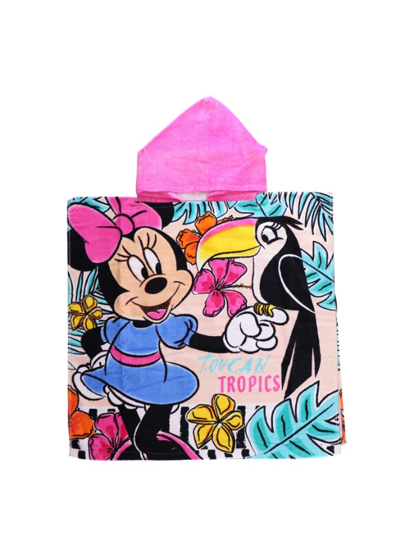 Disney Minnie Hooded Poncho Bath Multicolour 60cm x 120cm For Girl