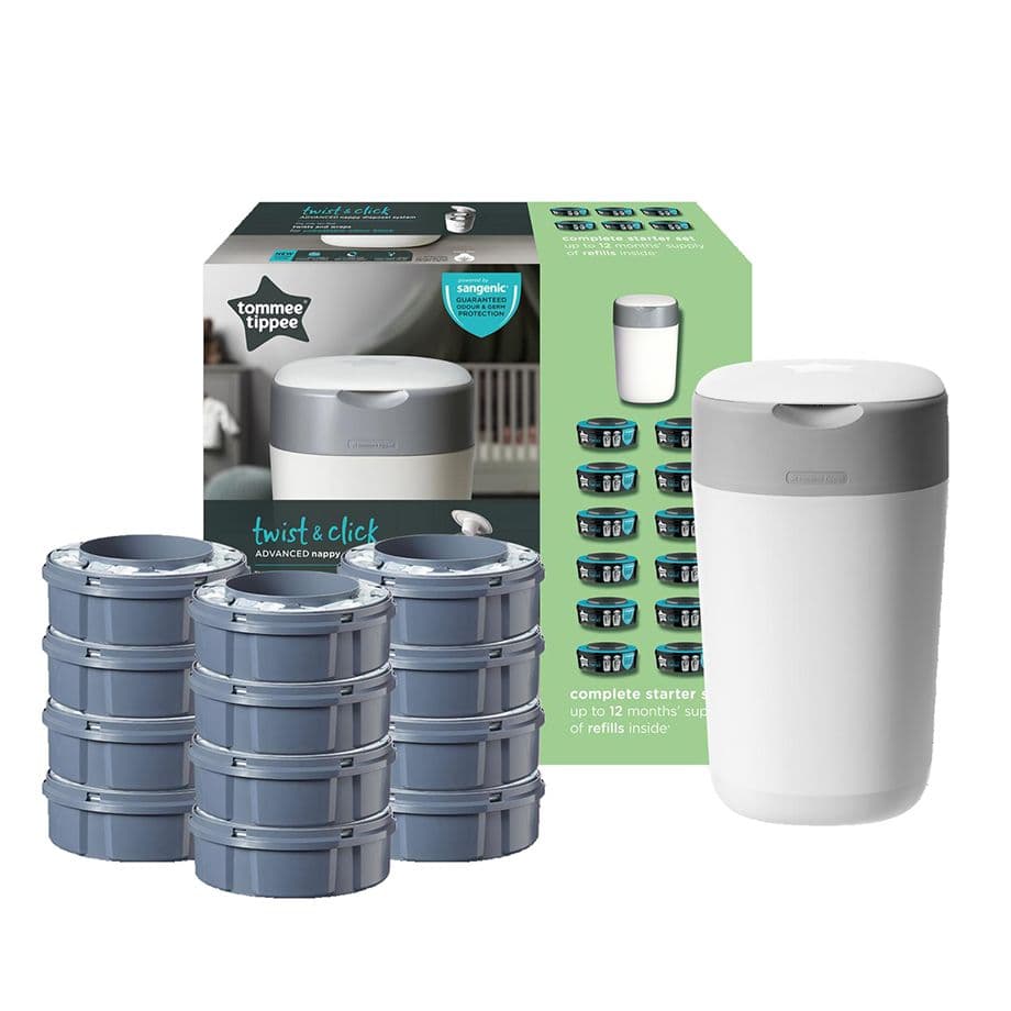 Tommee Tippee Twist & Click Advanced Nappy Disposal Sangenic With 12pcs Refill