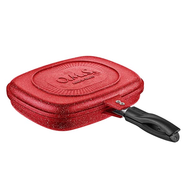 OMS Rectangular Double Sided Grill 32x26x7.5cm Red