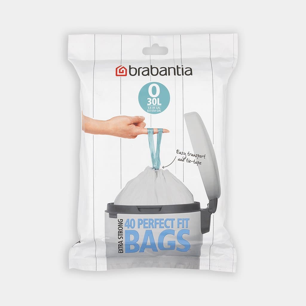 Brabantia Perfectfit Bag Bin Liners White Sac 30L- 40 bags