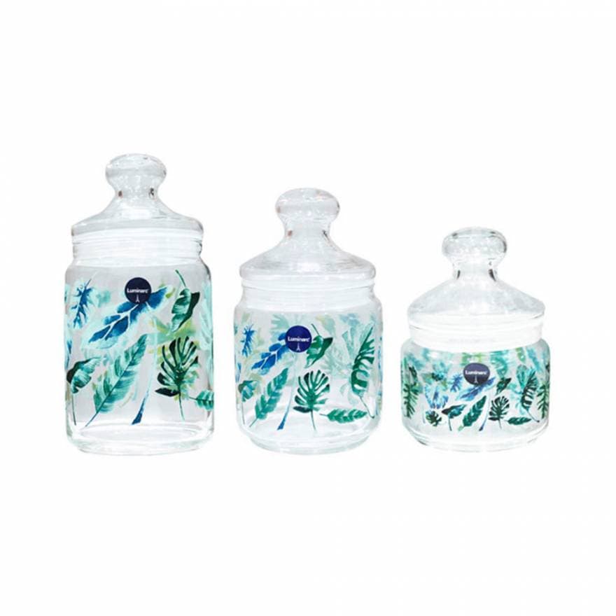Luminarc Tropical Foliage Jars Set of 3 (1L-.75L-.5L)