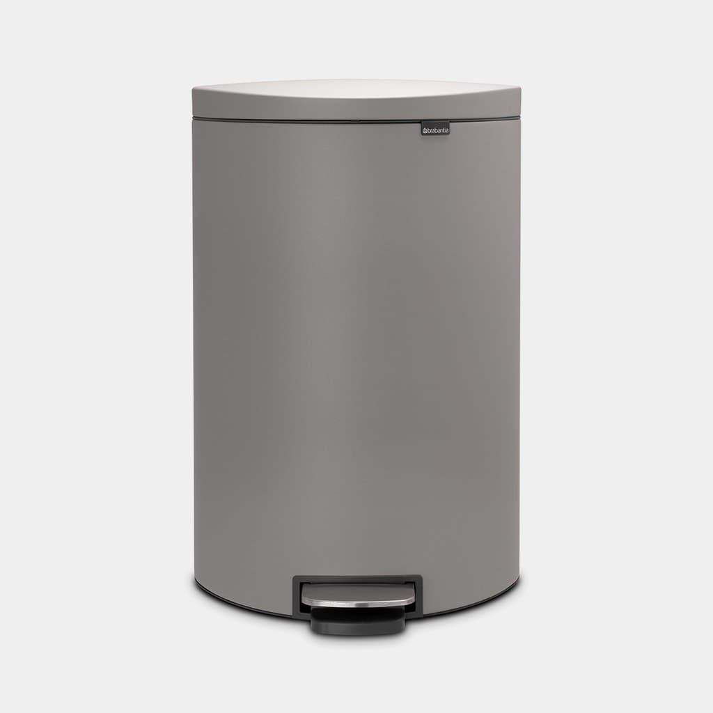 Brabantia Pedal Bin Silent 40 Ltr Flat Back Mineral Grey