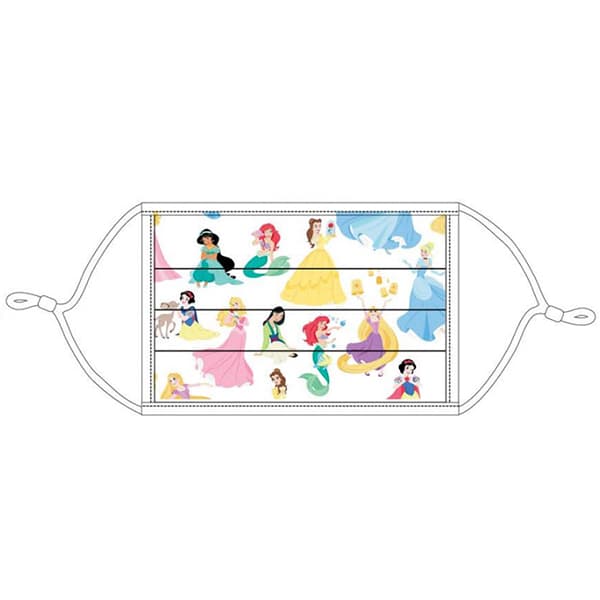 Disney Princess 3 Layers Face Mask White Set of 3 pcs Re-usable 2 Size: XS (4-6-Yrs)