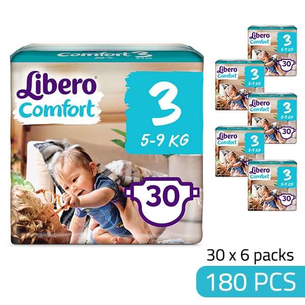 Libero Daipers Comfort 3 - 5-9 Kg Box (30 X 6 =180Pcs)
