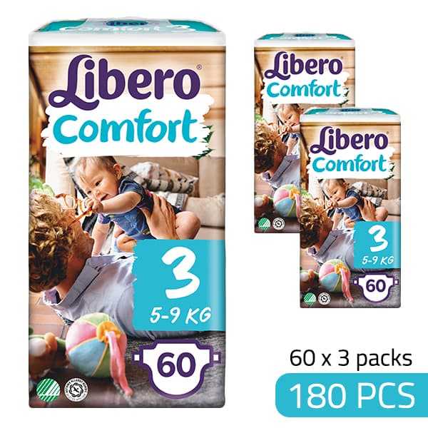 Libero Daipers Comfort 3 - 5-9 Kg Box (60 X 3 =180 Pcs)