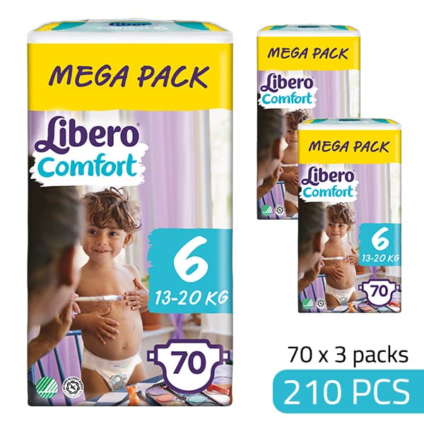 Libero Daipers Comfort 6 - 13-20 Kg Box ( 70 X 3 =210 Pcs)