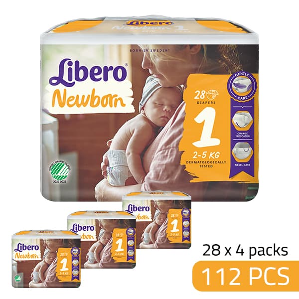 Libero Daipers Comfort Newborn 1 - 2-5KG BOX (28 X 4 =112 Pcs)