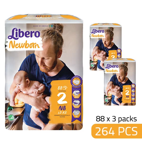 Libero Daipers Comfort Newborn 2 - 3-6 KG Box (88 X 3 =264 Pcs)