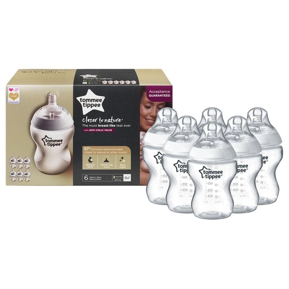 Tommee Tippee 6x260ml Closer to Nature Feeding Bottle