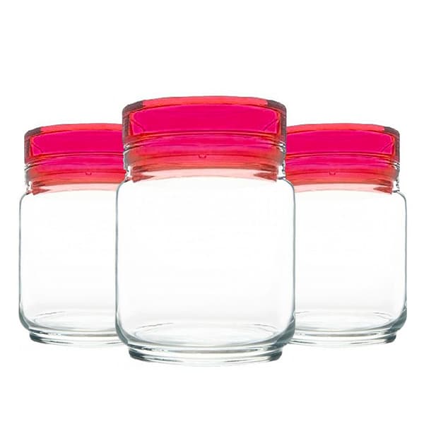 Bundle of 3 Luminarc Jar 0.5Lt with Assorted Colors Lid