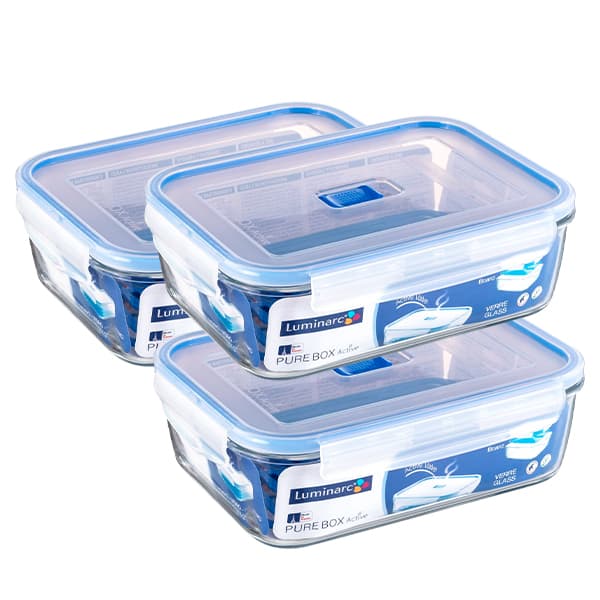 Bundle of 3 Luminarc Pure Box Rectangular 1.970L