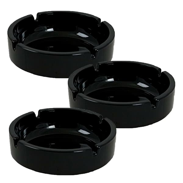 Bundle of 3 Luminarc Stackable Black Ashtray 10.7cm