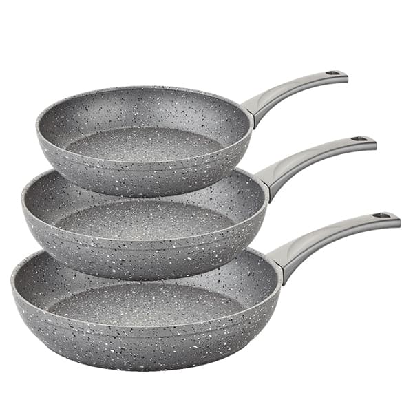 Bundle of 3 OMS Granite Frying Pans (20, 24, 28cm)