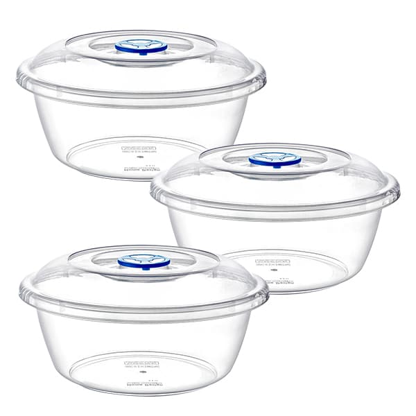 Bundle of 3 Plast Art Bowl with Cover 25L (Assorted Colors)