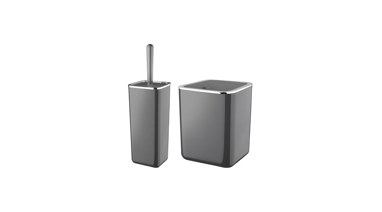 Okyanus Square Bathroom Set 2 of pcs Grey/Chrome
