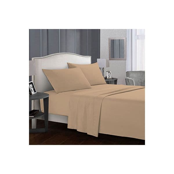 Fashion Fitted Plain Bed Sheet 120×200cm 2 pcs Beige