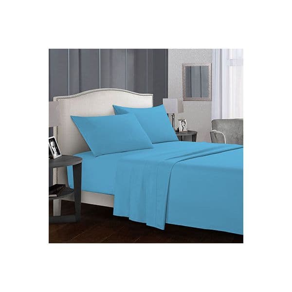 Fashion Fitted Plain Bed Sheet 200×200cm 3 pcs Blue