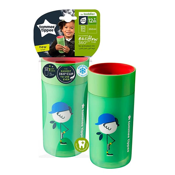 Tommee Tippee Easy-Flow Tumbler Insulated 360 Beaker Cup Green 12m+