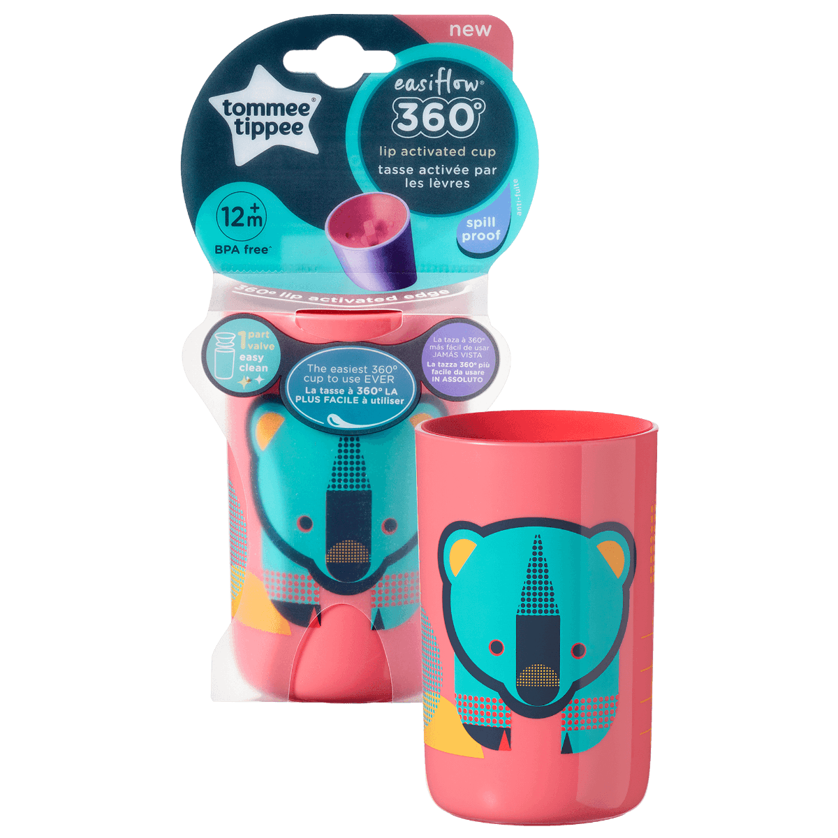 Tommee Tippee Easiflow Tumbler 360 Beaker Cup 250ml x 1 Pink 12m+