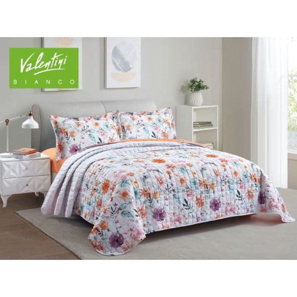 Valentini King Printed Flannel Bedspread With Bedsheet 4 pcs -TR-3092