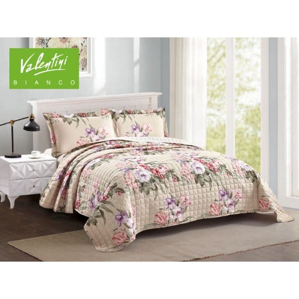 Valentini Twin Printed Flannel Bedsprread With Bedsheet 3 pcs-TR-3110