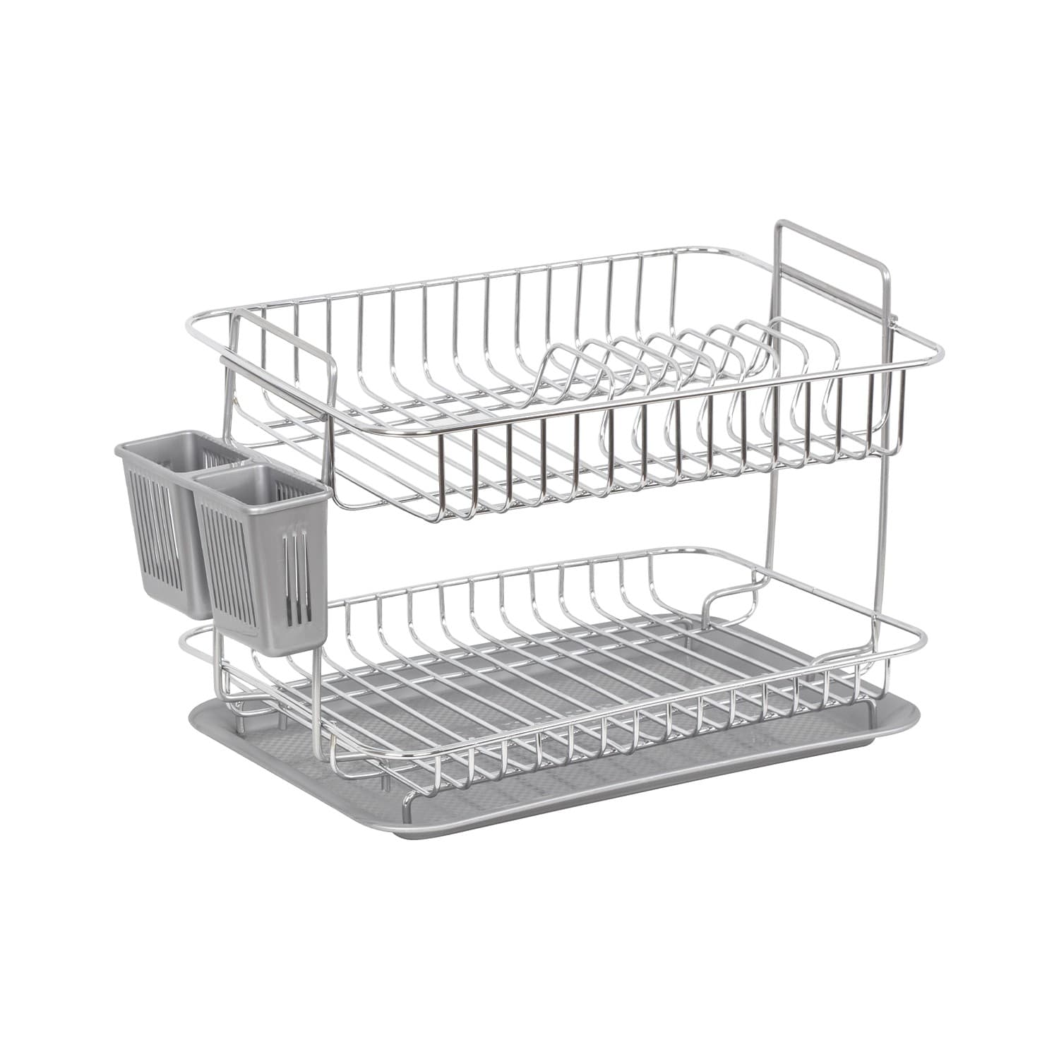 Okyanus Modern Double Tier Dish Rack Drainer / Chrome