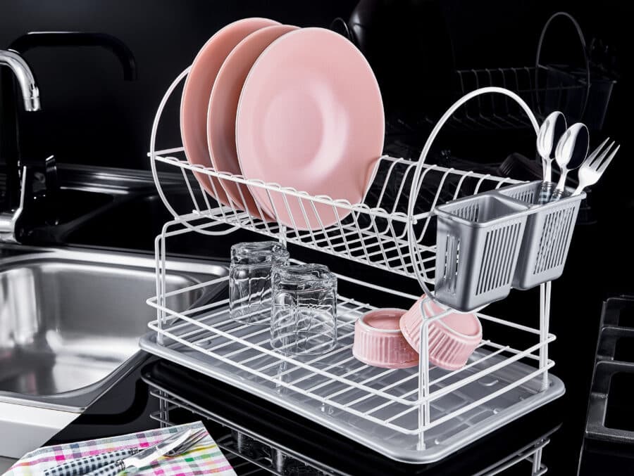 Okyanus Double Tier Dish Rack Drainer / White
